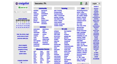 craigslist provides local classifieds and forums for jobs, housing, for sale, services, local community, and events. . Craiglist lancaster